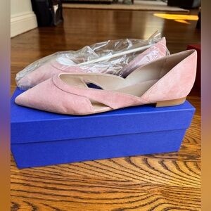 Stuart Weitzman Pink Suede D'Orsay Flats, Size 11